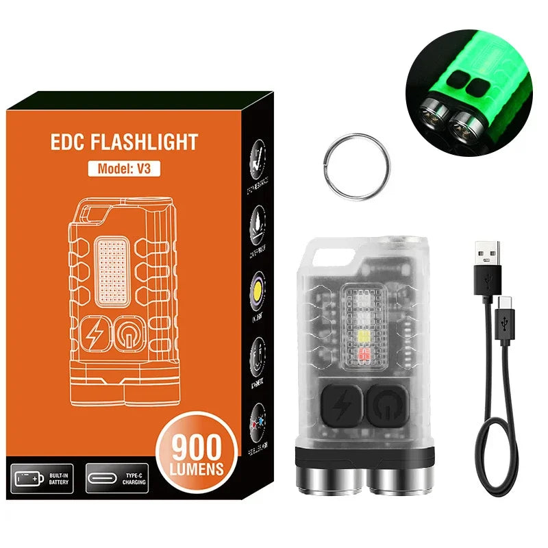 ZHIYU V3 EDC Keychain Flashlight 900 Lumens USB-C Rechargeable
