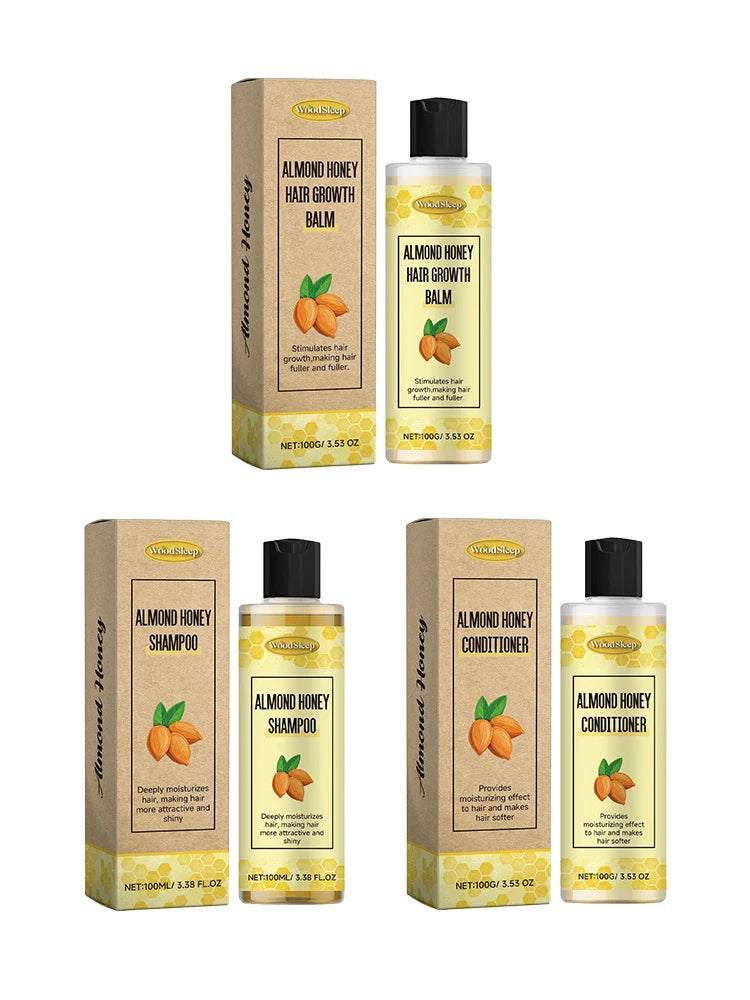 Honey & Almond Shampoo, Balm & Conditioner Kit – All Hair Types