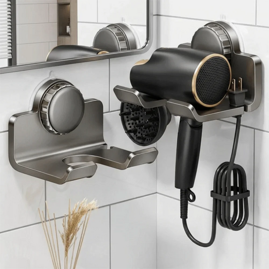 Wall-Mounted Hair Dryer Holder | No-Drill Suction Cup Hair Dryer Holder Oasis Select