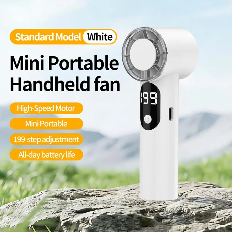 Lenovo Portable Mini Handheld Cooling Fan USB Rechargeable Pocket Desktop High Speed Small Fan for Outdoor Office Travel Peaceful Pleasures Health and Wellness White