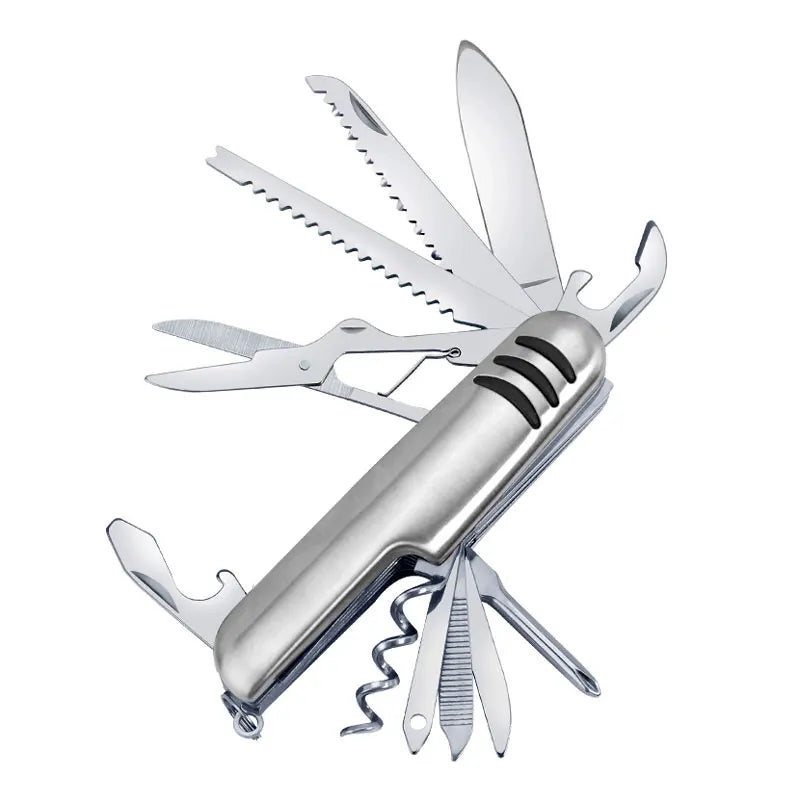 New Portable 11in1 Fold Pocket Knife Stainless Steel Bottle Opener Cork Drill Carry Around Multifunction Outdoor Emergency Tool Peaceful Pleasures Health and Wellness 11 in 1
