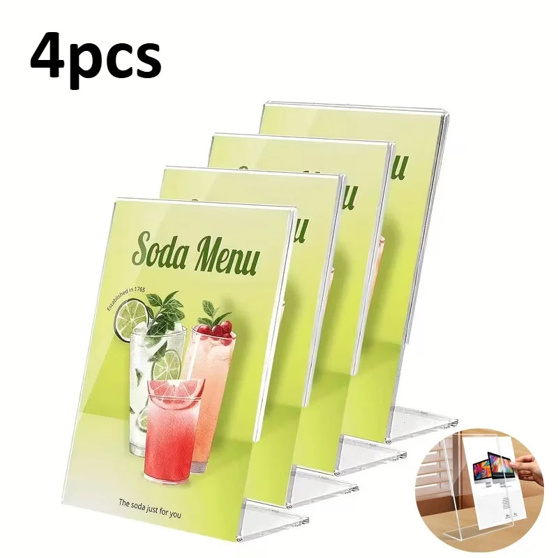 4-Pack Acrylic Sign Holder Vertical Display Stand for Office