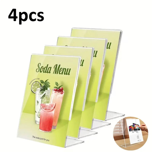 4-Pack Acrylic Sign Holder Vertical Display Stand for Office Acrylic Sign Holder Peaceful Pleasures Health and Wellness