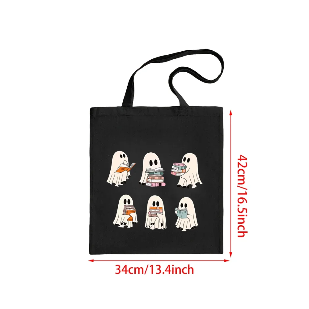Bookish Ghost Tote Bag Literary Halloween Tote Spooky Bookworm Book Lover Reader Gift Back To School Birthday Party Decoration Peaceful Pleasures Health and Wellness