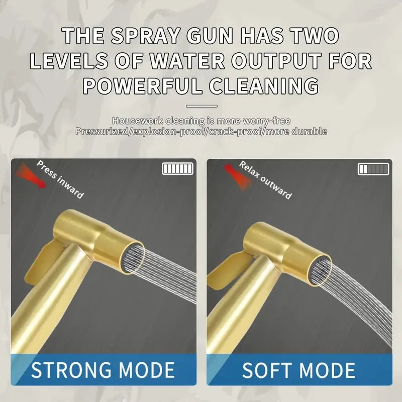 Golden Handheld Bidet Sprayer Set | Stainless Steel 59" Hose