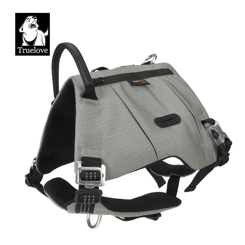 Truelove Tactical Dog Vest Harness with Backpack | TLB2251 Peaceful Pleasures Health and Wellness Flint Gray L-chest-65-85CM China Mainland