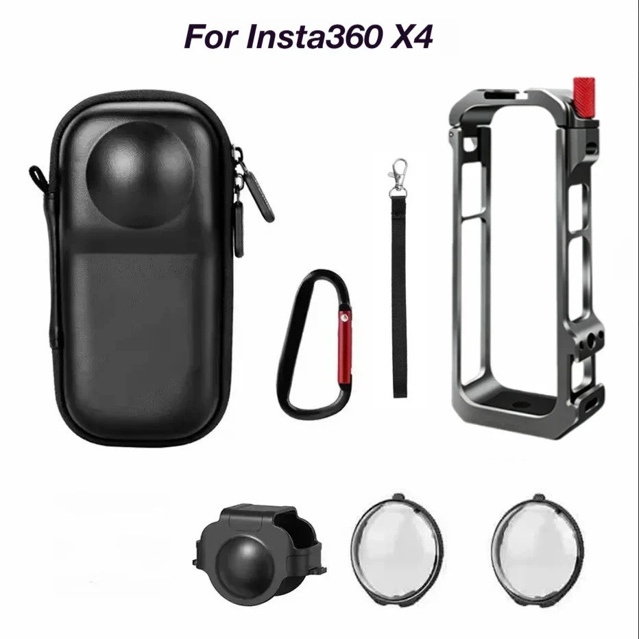 Aluminum Cage & Lens Cover for Insta360 X4 / X5 Camera