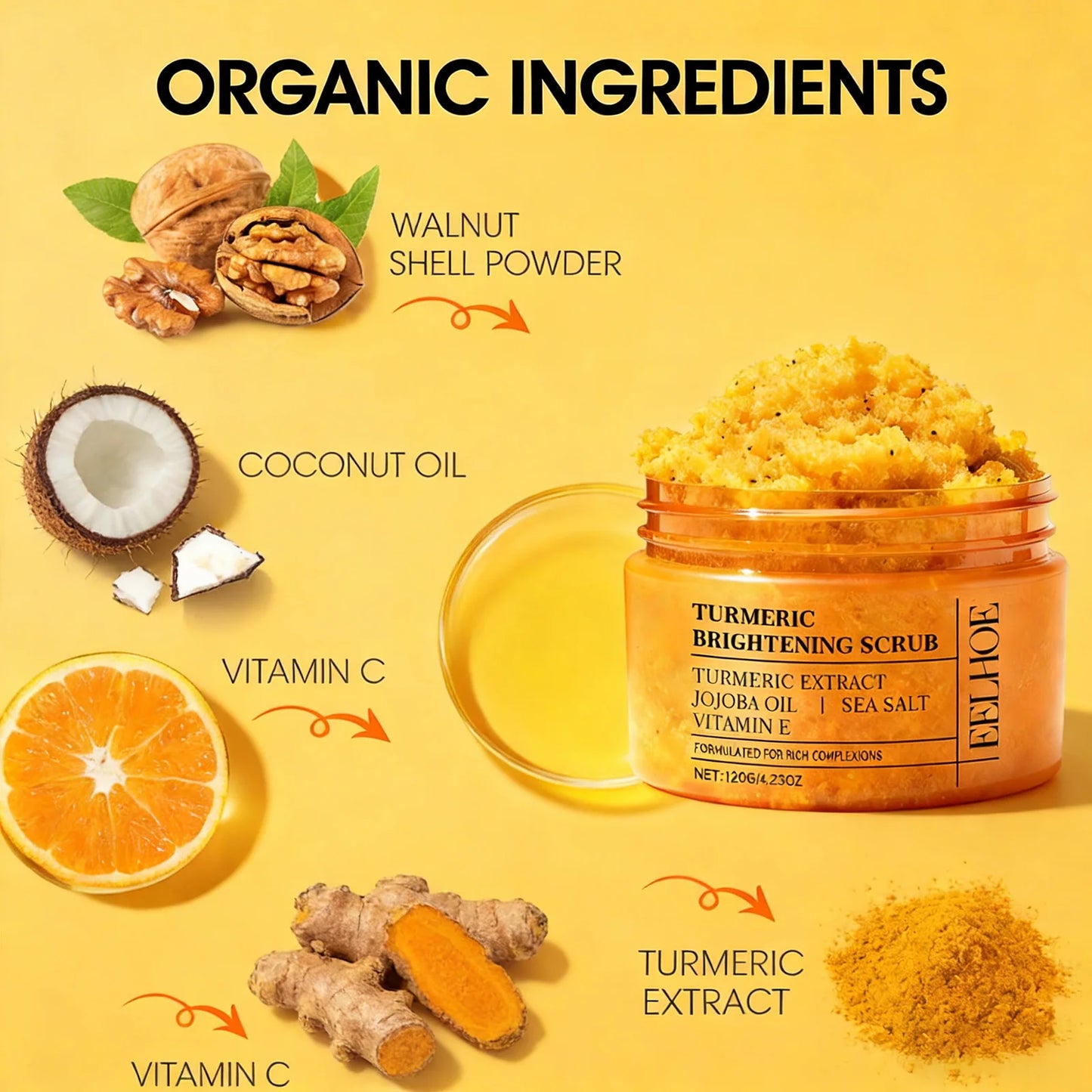 Turmeric Scrub for Dark Spots, Brightening & Exfoliating
