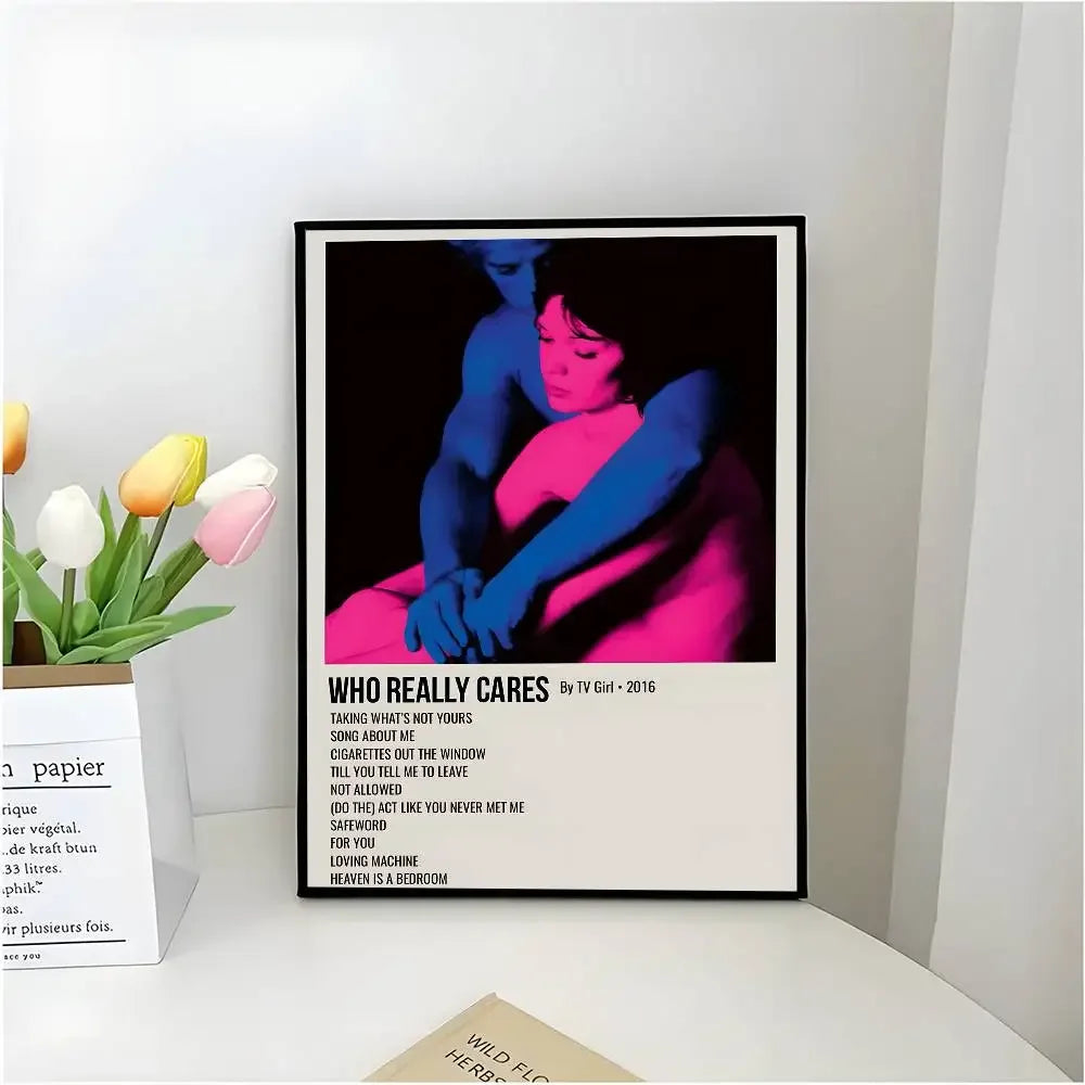 Who Really Cares-T-TV Girl Album Aesthetic Canvas Painting Posters and Prints Wall Picture For Living Room Decoration Peaceful Pleasures Health and Wellness