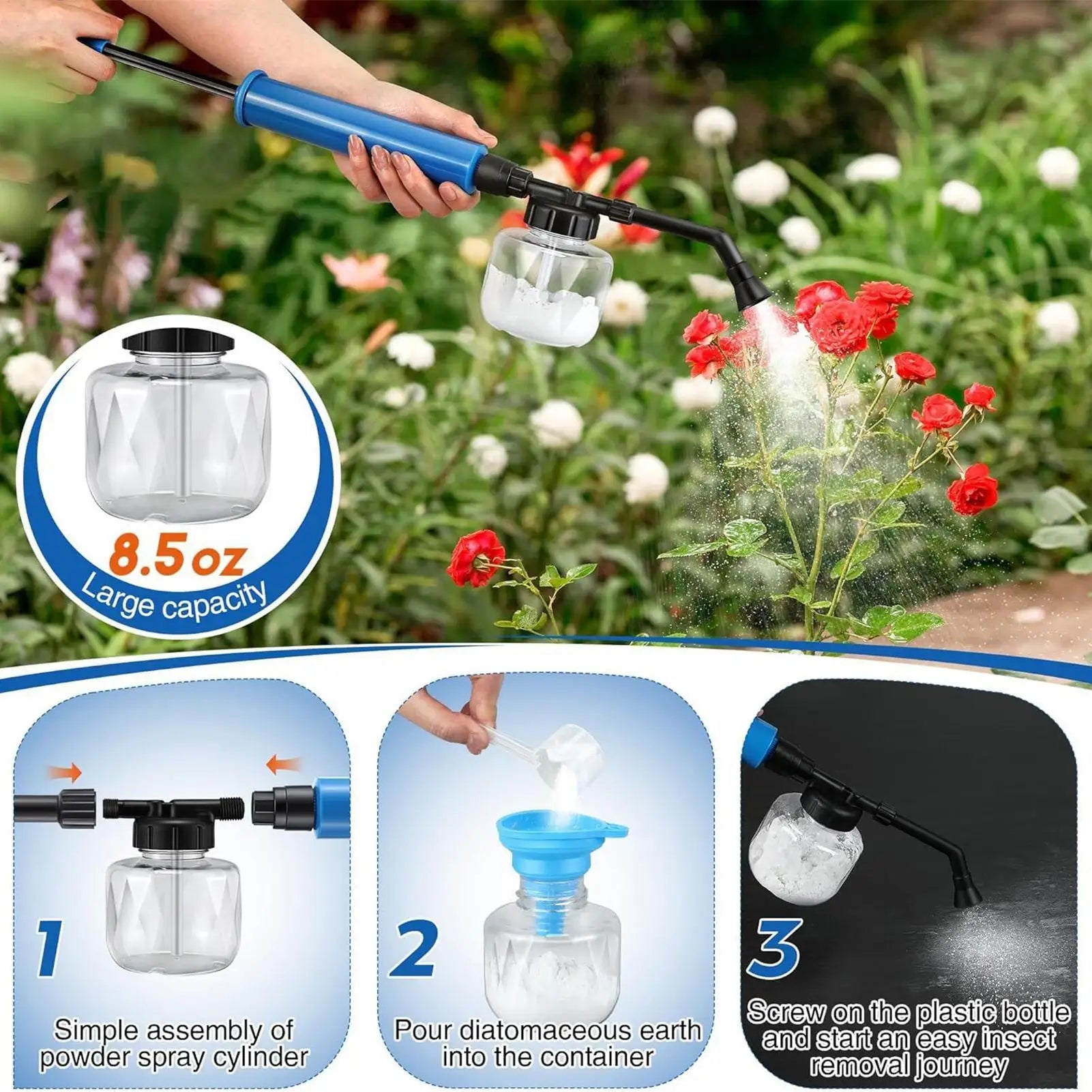 Diatomaceous Earth Applicator Folding Plant Powder Duster Sprayer Multi-Functional Diatomaceous Earth Sprayer Gardening tool Peaceful Pleasures Health and Wellness