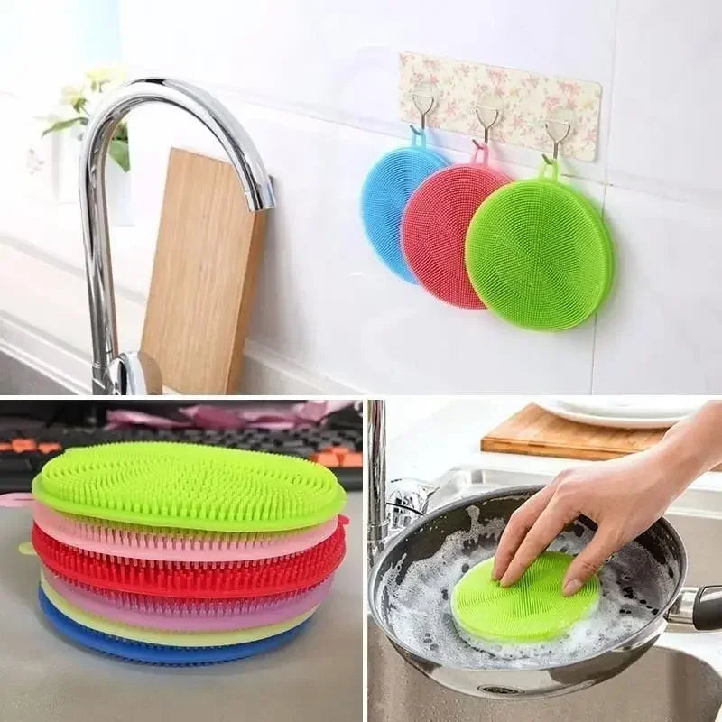 Kitchen Silicone Dish Washing Scrubber Cleaning Brush Bowl Pot