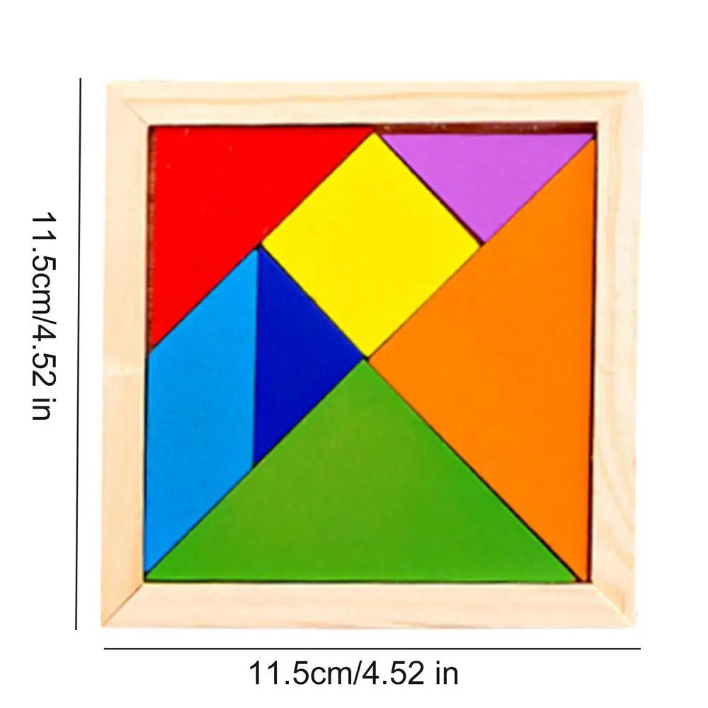 Wooden Tangram Puzzle Blocks | Montessori Toy for Kids Ages 3–12