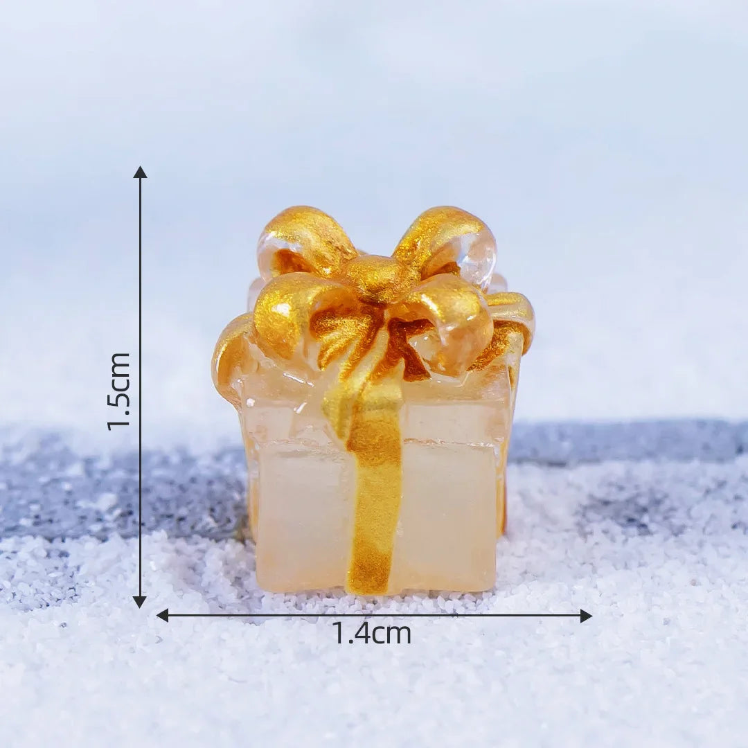 1pcs Luminous Mini Christmas Gifts Box Decoration Accessories Moss Landscape Ornaments Diy Dollhouse Miniatures Figures Kawaii Peaceful Pleasures Health and Wellness light orange
