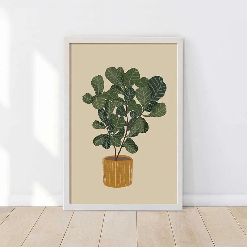 Green Botanical Leaves Canvas Wall Art | Houseplant Poster