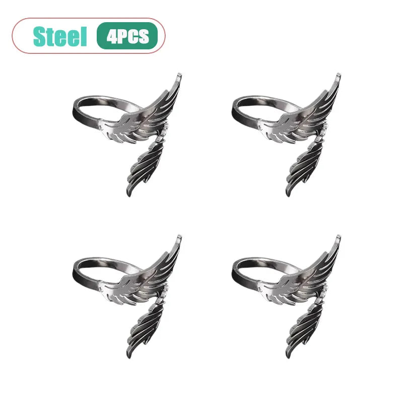 Stainless Steel Wings Ring – Adjustable Couple Jewelry Gift