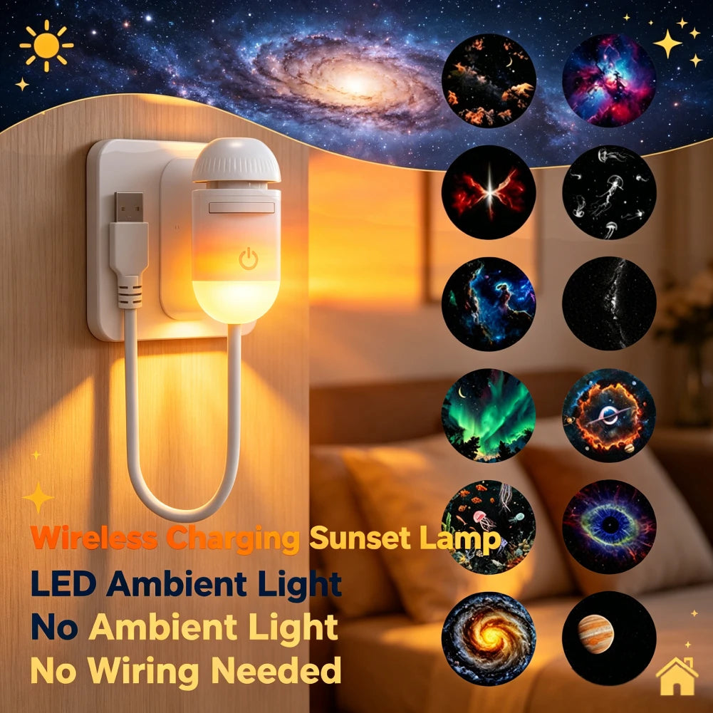 2-in-1 Galaxy Projector Night Light Multi Projection Films Starry Sky Night Light USB Projection Lamp for Bedroom Ceiling Wall Peaceful Pleasures Health and Wellness