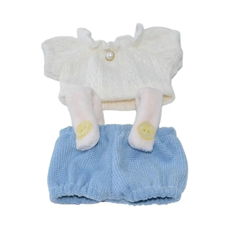 10cm Cotton Doll Outfit – Top & Overalls Fashion Clothes Set