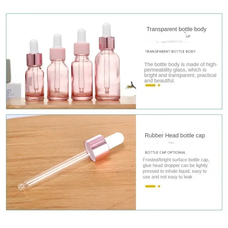 Pink Glass Dropper Bottles | Refillable Essential Oil Containers Glass Dropper Bottle Peaceful Pleasures Health and Wellness