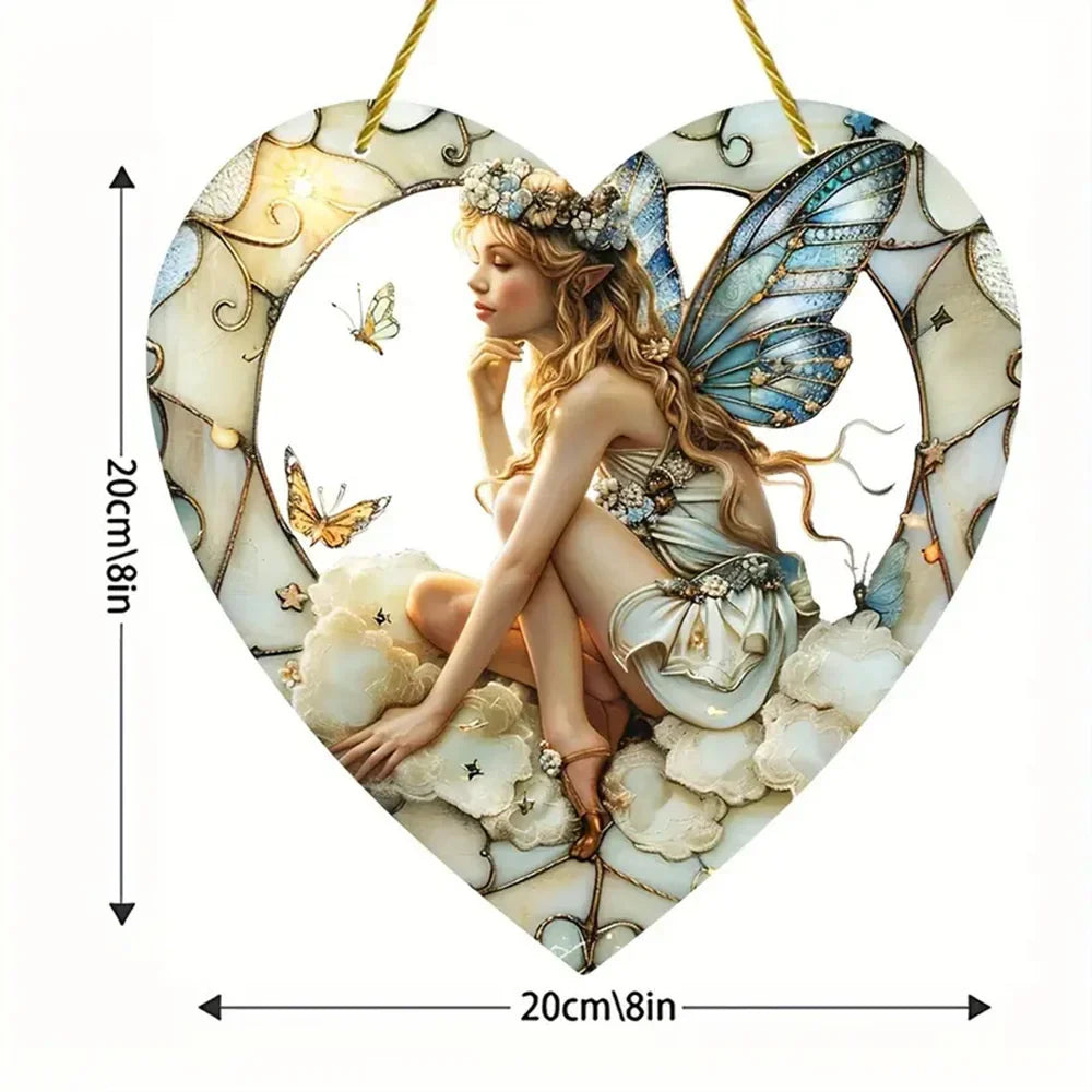 Fairy Angel Heart Suncatcher | Acrylic Window Hanging Ornament