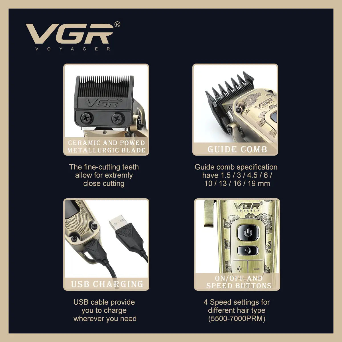 VGR 005 Hair Trimmer Electric Hair Clipper Professional Haircut Machine Cordless Trimmer Digital Display Hair Trimmer for Men Peaceful Pleasures Health and Wellness