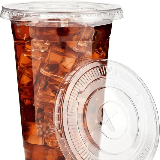 20 Clear Plastic Fruit Cups with Flat Lids PET Disposable Parfait Crystal Cups Suitable for Ice Coffee Juice and Beer Tumblers Peaceful Pleasures Health and Wellness 20OZ