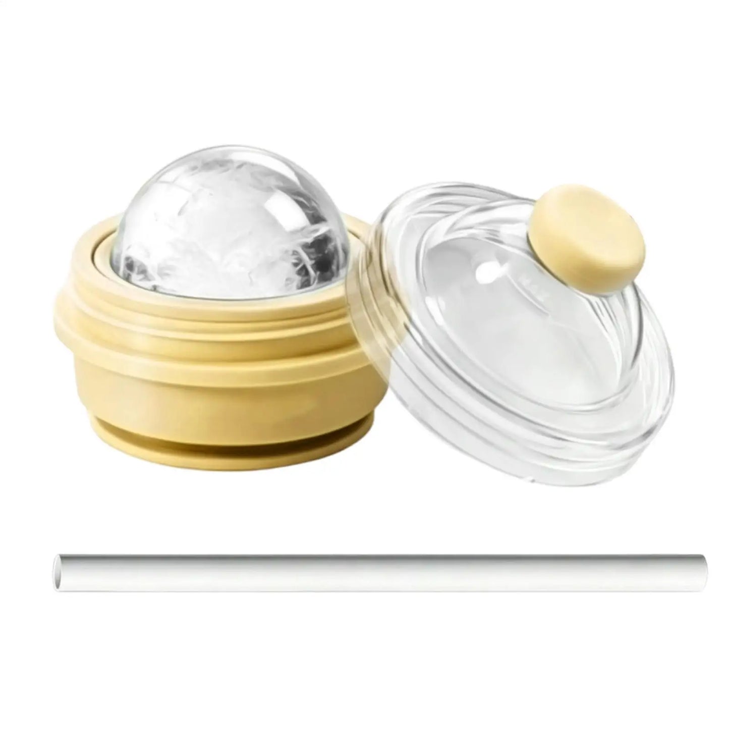 2-in-1 Foldable Silicone Ice Ball Cup & Sphere Mold with Straw