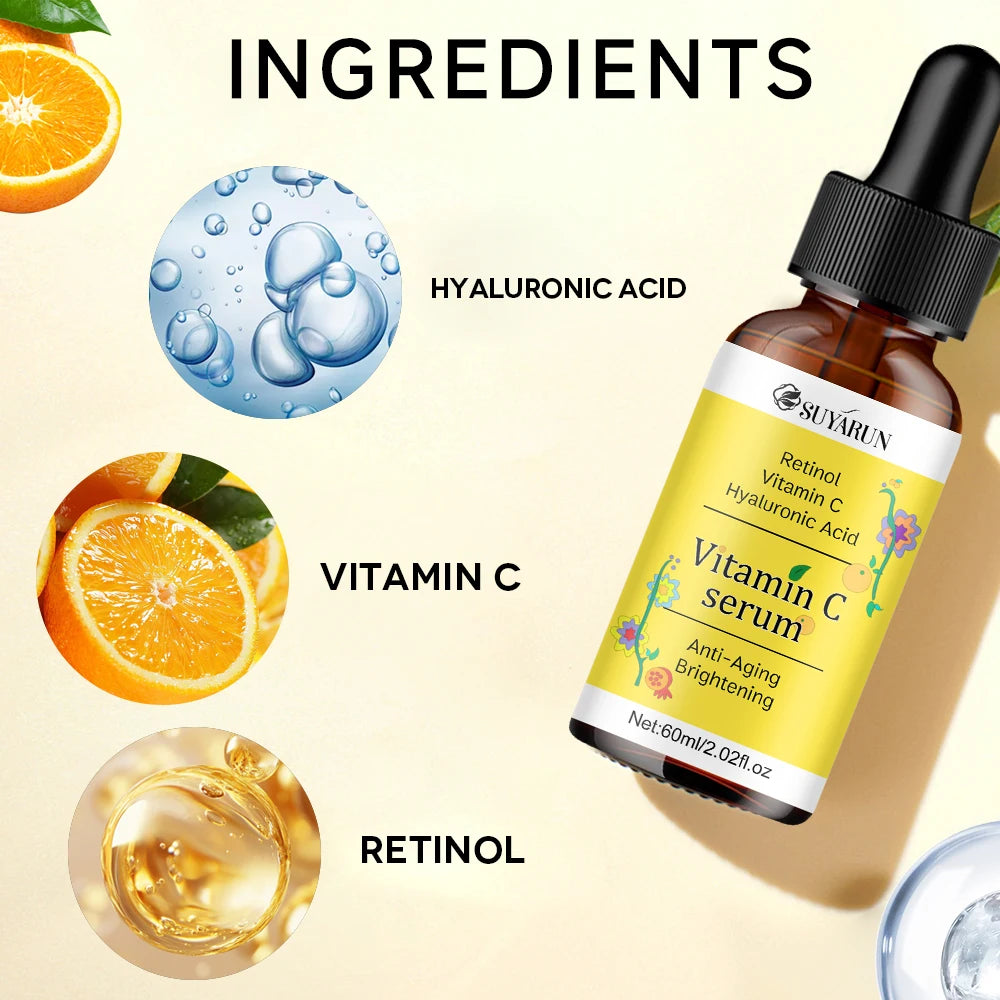 SUYARUN Organic Vitamin C Serum - Anti Aging, Brightening Face Treatment, Rejuvenating & Dark Spot Corrector, 30ml/60ml. Peaceful Pleasures Health and Wellness