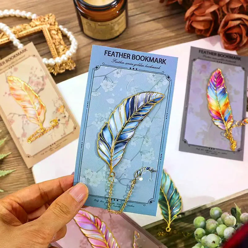 Vintage Gold Metal Bookmark with Chain Pendant | Page Divider