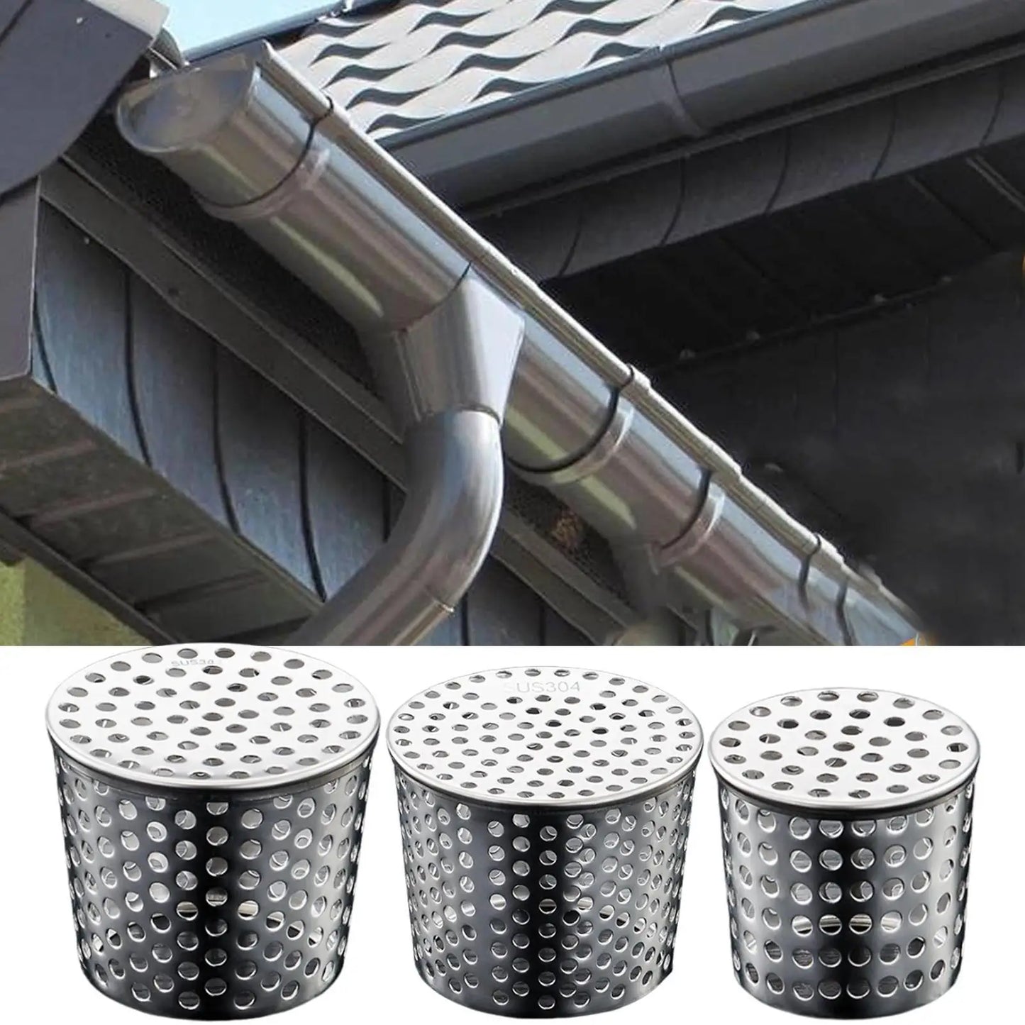 304 Stainless Steel Downspout Gutter Guard – Debris Blocker