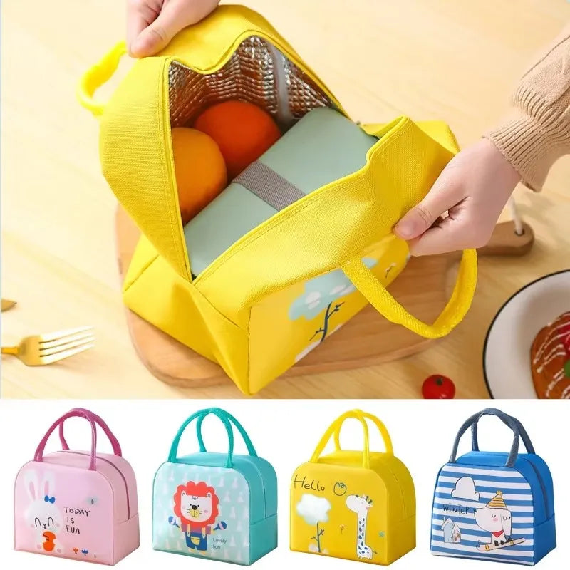 Household Insulated Cartoon Pattern Bento Bag For Students To Bring Food To Work, Lunch Bag Ice Pack, Hand-Held Lunch Box Bag Peaceful Pleasures Health and Wellness