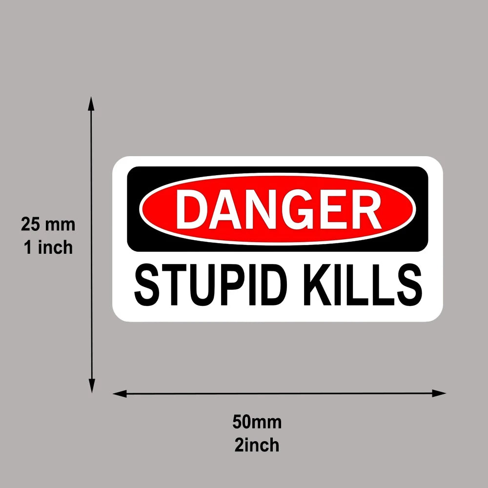 2pcs 2inch Danger Stupid Kills Funny Helmet Decal Sticker Vinyl Label Peaceful Pleasures Health and Wellness