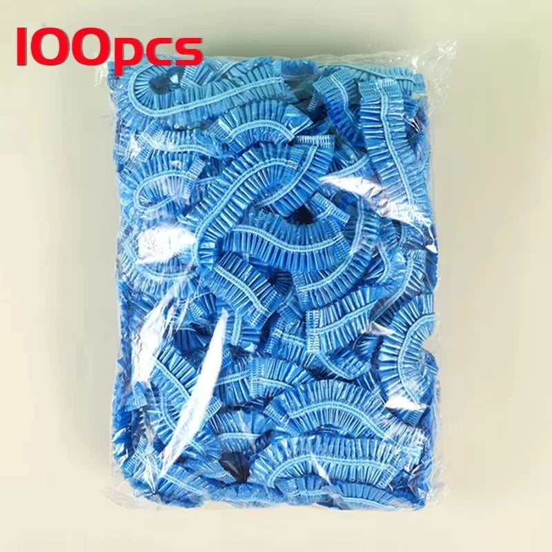 Disposable Shower Caps 100-Pack – Waterproof Elastic Hair Cover