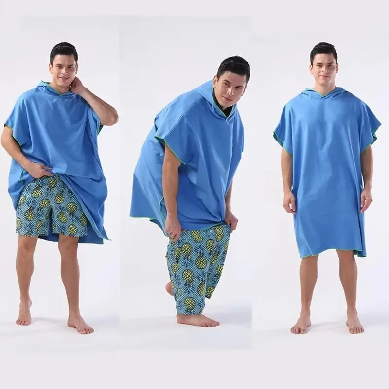 Microfiber Surf Poncho Hooded Changing Robe | Quick-Dry Beach Towel Surf Changing Robe Peaceful Pleasures Health and Wellness