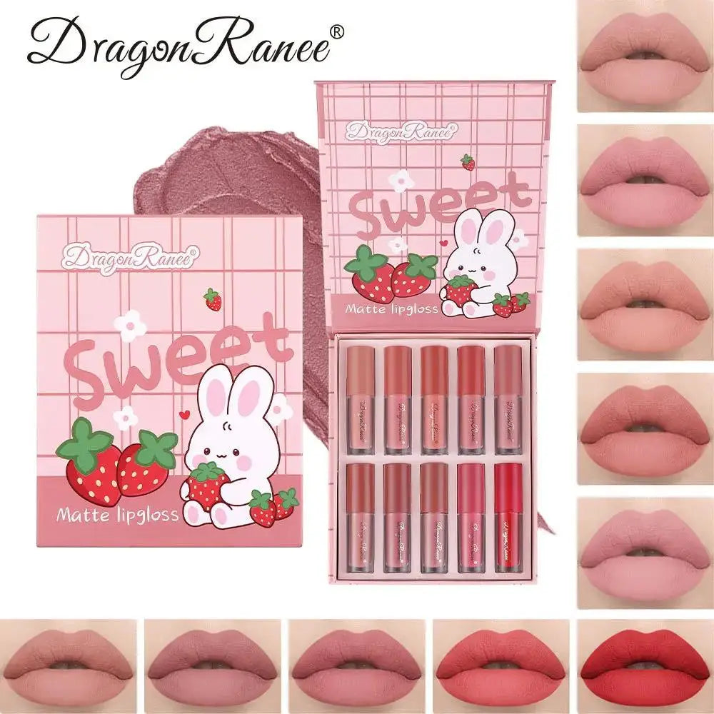 Dragon Ranee 10-Pc Matte Liquid Lipstick Set – Waterproof & Long Lasting