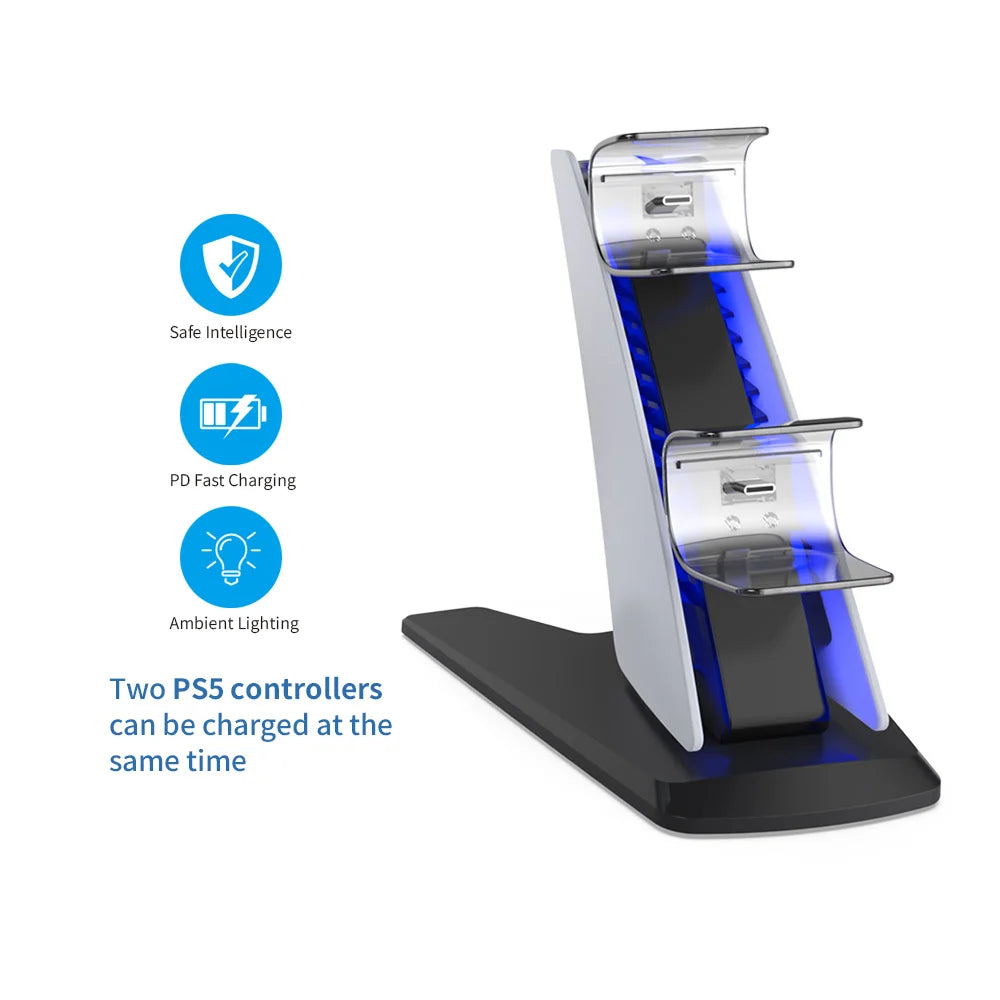 Controller Charger Dock For PS5 Dual Charging Stand Station Cradle For Sony PS 5 Gaming Controller Gamepad Joystick Peaceful Pleasures Health and Wellness