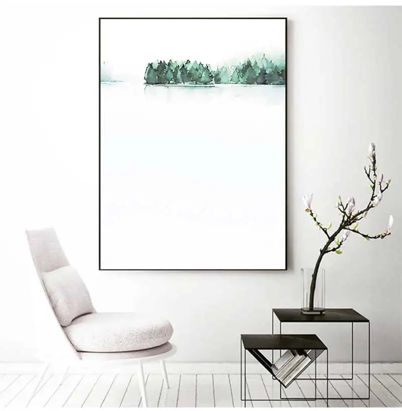 Nordic Tropical Plants Canvas Wall Art | Green Leaves Poster
