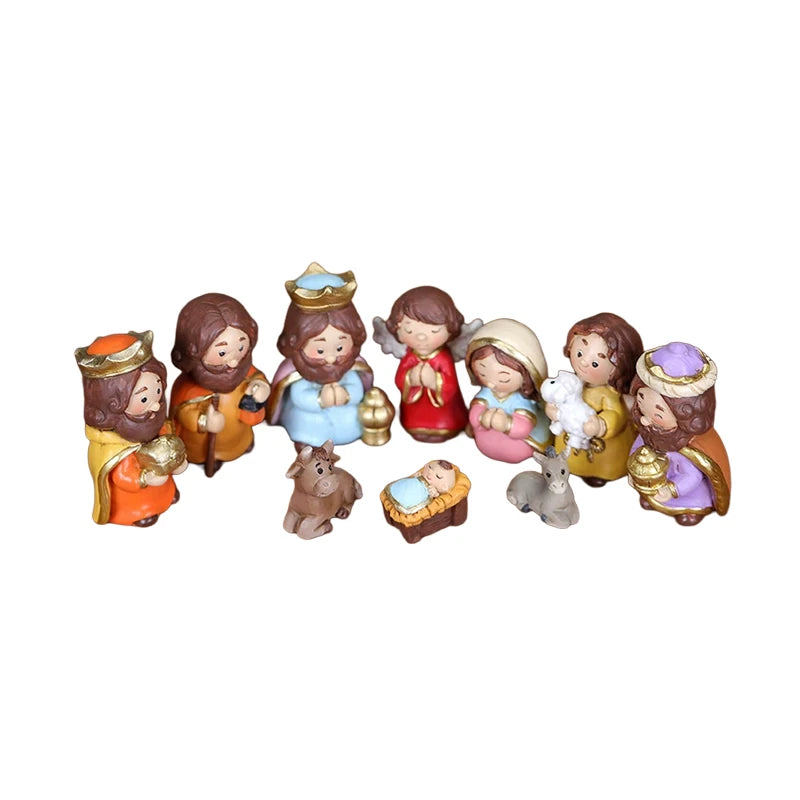 Christmas Manger Scene Figurine Set Cartoon Nativity Characters Decorative Ornament For Holiday Home Decoration And Gift Giving Peaceful Pleasures Health and Wellness Colorful