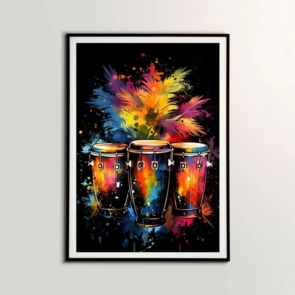 Musical Instruments Canvas Wall Art | Guitar Drum Saxophone Poster