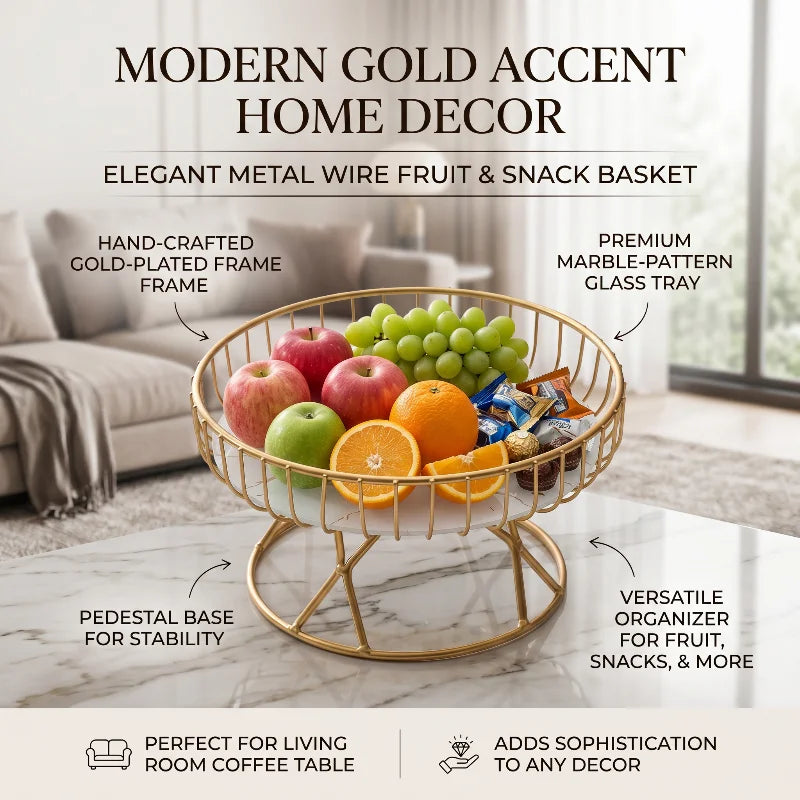 1 Piece of European-style Light Luxury Fruit Plate, Creative Living Room Home Fruit Basket, Afternoon Tea Candy Dessert Stand Peaceful Pleasures Health and Wellness