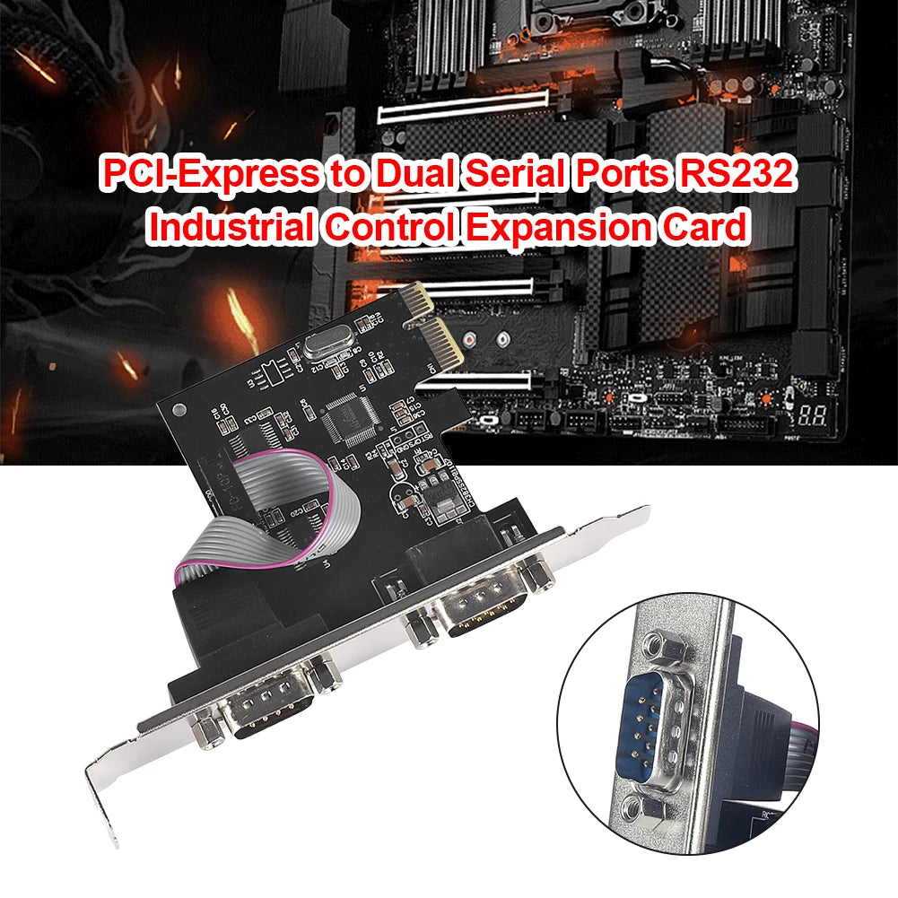 PCI-E Serial Card PCI-Express to Dual Serial Ports COM RS232 Interface Desktop Industrial Control Computer Expansion Card Peaceful Pleasures Health and Wellness