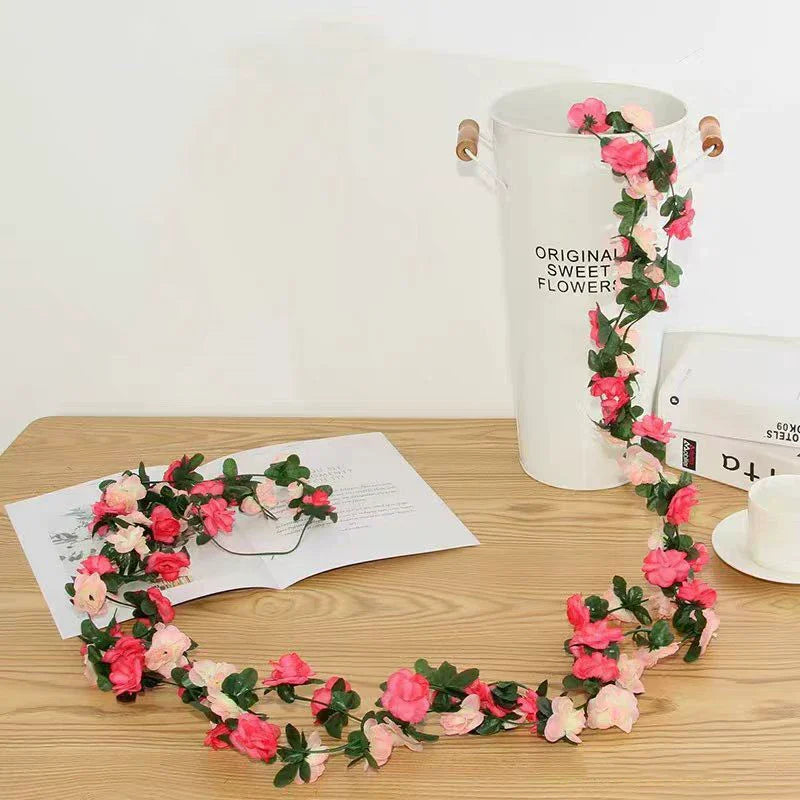 Artificial Silk Rose Vine Garland 2.4m | Wedding & Home Decor