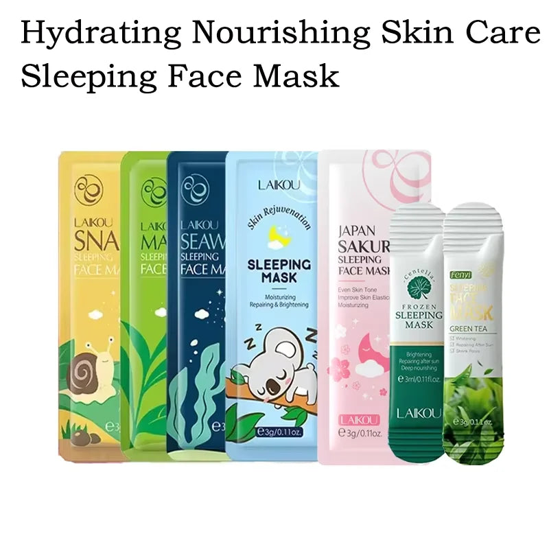 LAIKOU 7-Pack Overnight Sleeping Face Mask – Snail, Sakura & More