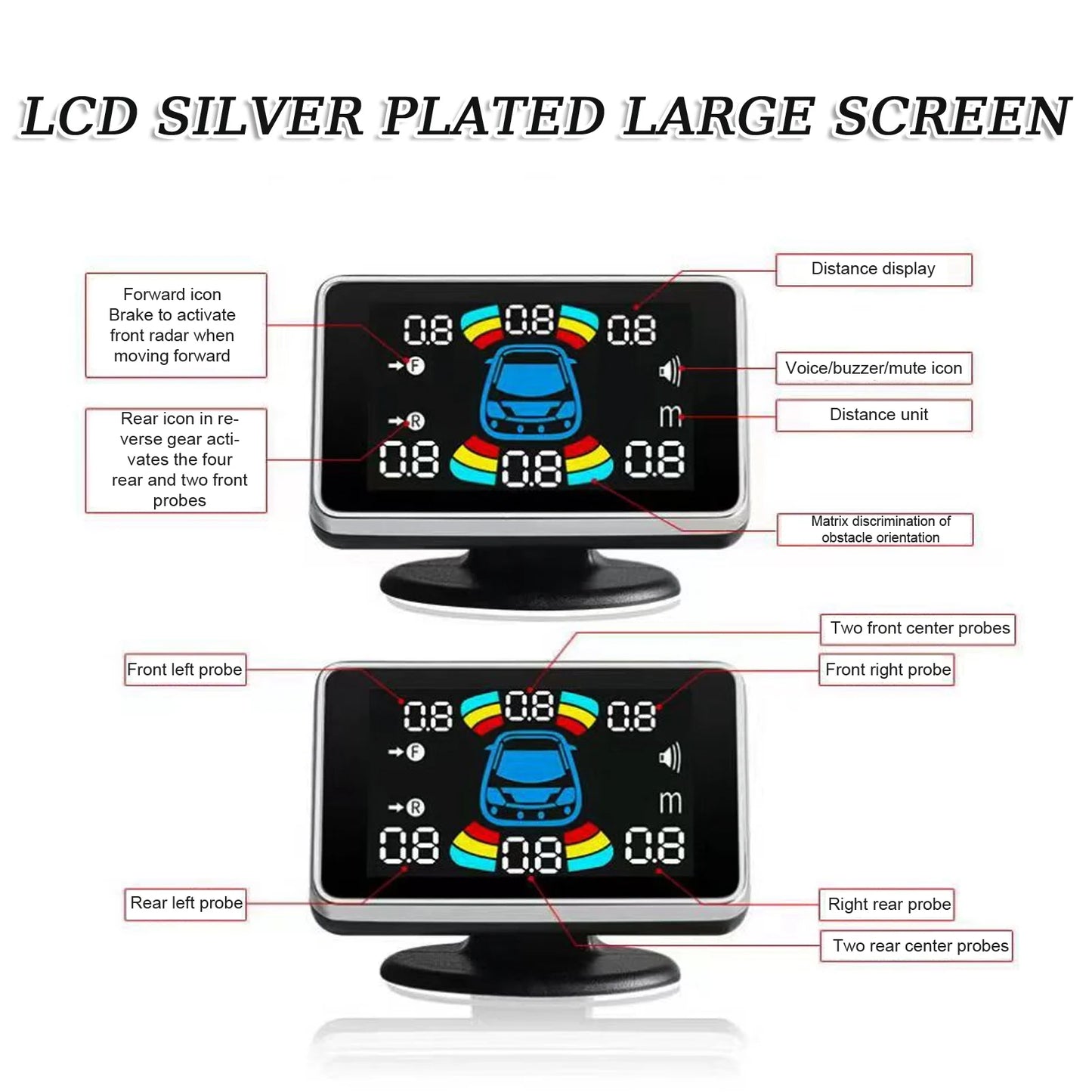 Car Parking Sensor Reversing Radars System Front Rear Support Sound