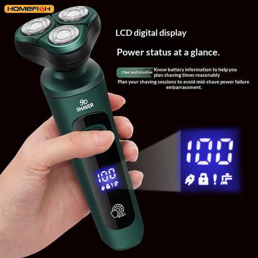 Smart Electric Shaver with LCD Display – 3D Floating Triple Head Razor, USB Rechargeable & Waterproof for Shaving Beard Trimming Peaceful Pleasures Health and Wellness