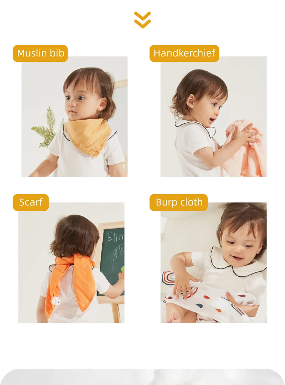 HappyFlute Bamboo Cotton Muslin Baby Cloths 5-Pack 60x60cm