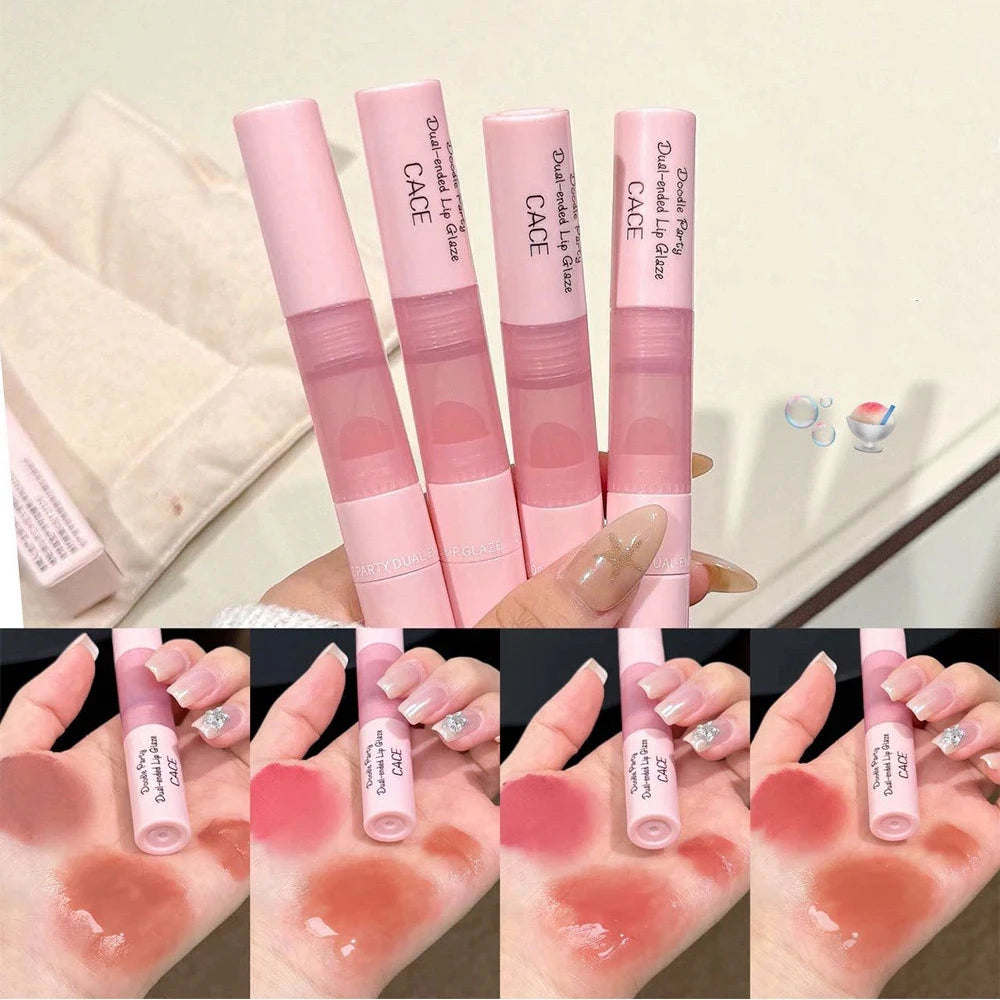 Double-Headed Lip Gloss | Matte Velvet & Mirror Finish, 4 Colors