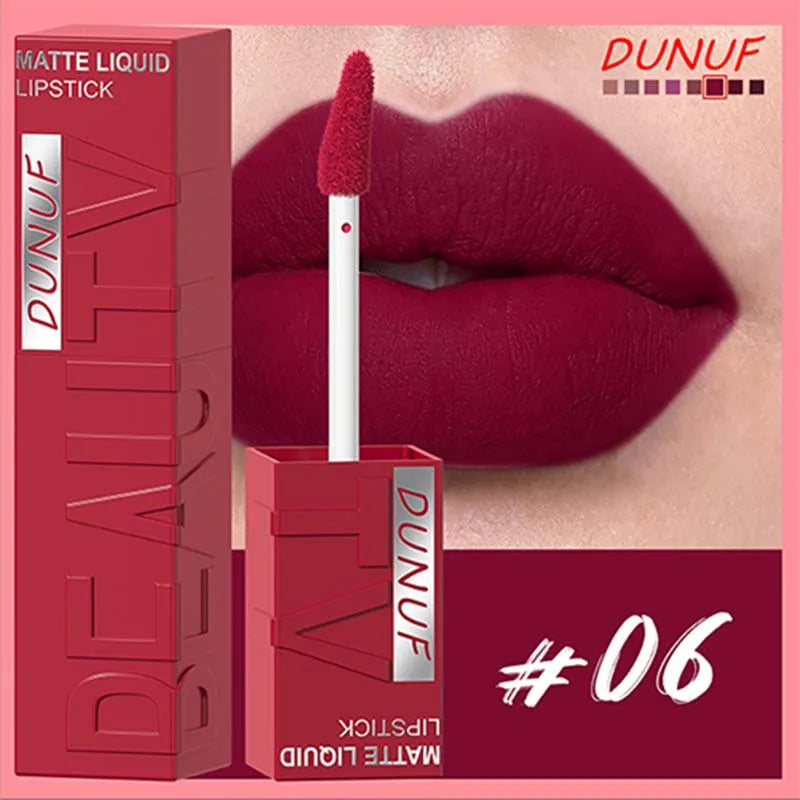 DUNUF Matte Velvet Liquid Lipstick – Long-Lasting Purple Lip Gloss