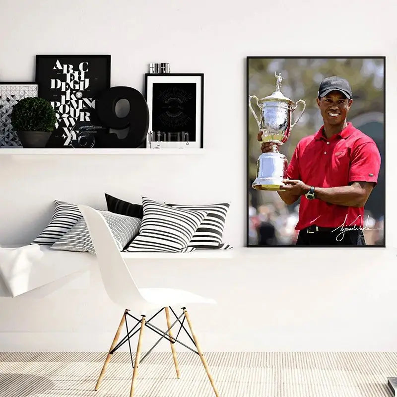 Tiger Woods Golf Portrait Canvas Wall Art | Fan Gift Poster