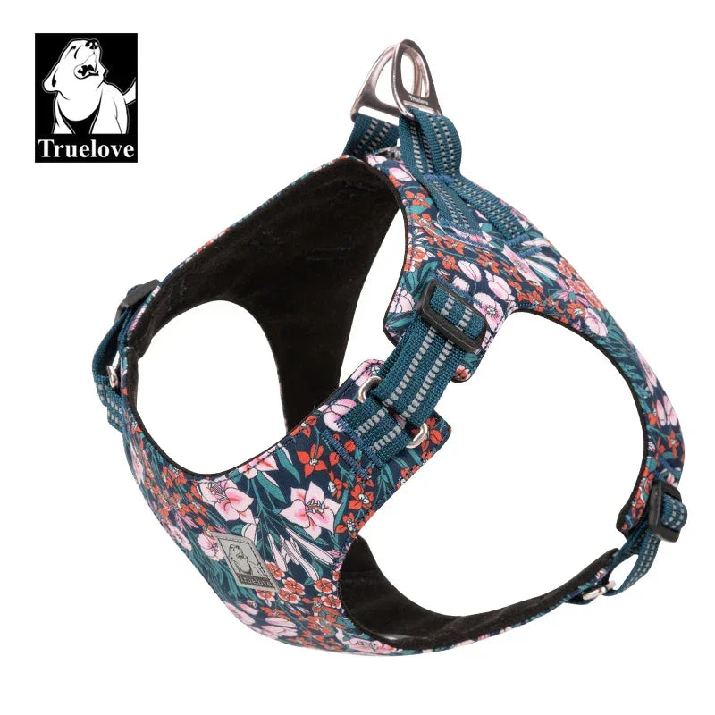 Truelove Pet Harness Floral Floral Doggy Harness Dog Vest Type Dog Walking Chain Small Medium Puppy Cat Printed Cotton TLH1912 Peaceful Pleasures Health and Wellness NAVY BLAZER M China Mainland
