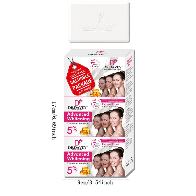 3pcs Advanced Whitening Soap Cleansing and moisturizing handmade soap for bathing, face washing, and skin moisturization Peaceful Pleasures Health and Wellness